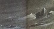 william r clark wilson fangade med stor inlevelse dramatiken och ogastvan ligheten i polarlandskapet i manga av sina skissr ovan ses en isformation pa rossons strand oil painting